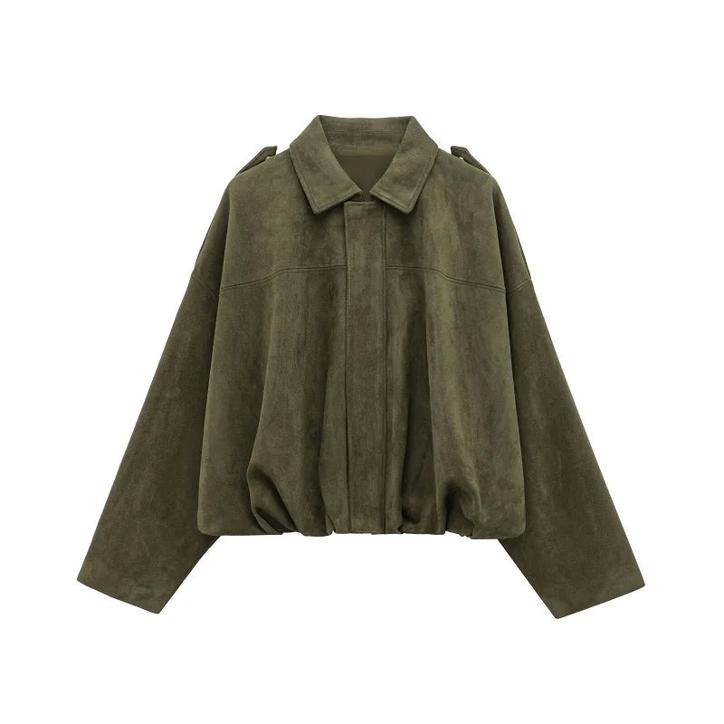 Lina™ | Oversized Suede Bomber Jacket 2025