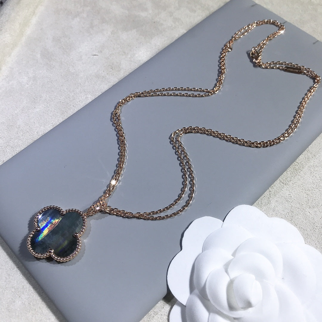Clover™ | Big Clover Dark MOP Gold Ketting