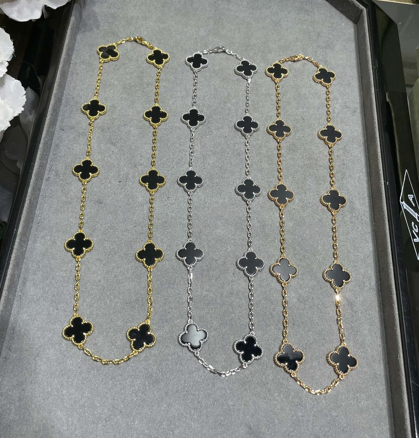 Clover™ | Onyx Zilveren Ketting (10 Motieven)