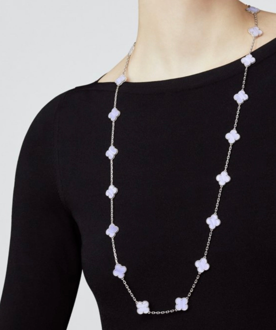 Clover™ | Chalcedoon Zilveren Ketting (86 cm)