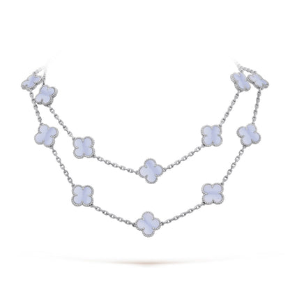 Clover™ | Chalcedoon Zilveren Ketting (86 cm)