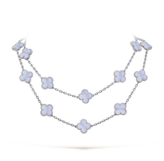 Clover™ | Chalcedoon Zilveren Ketting (86 cm)