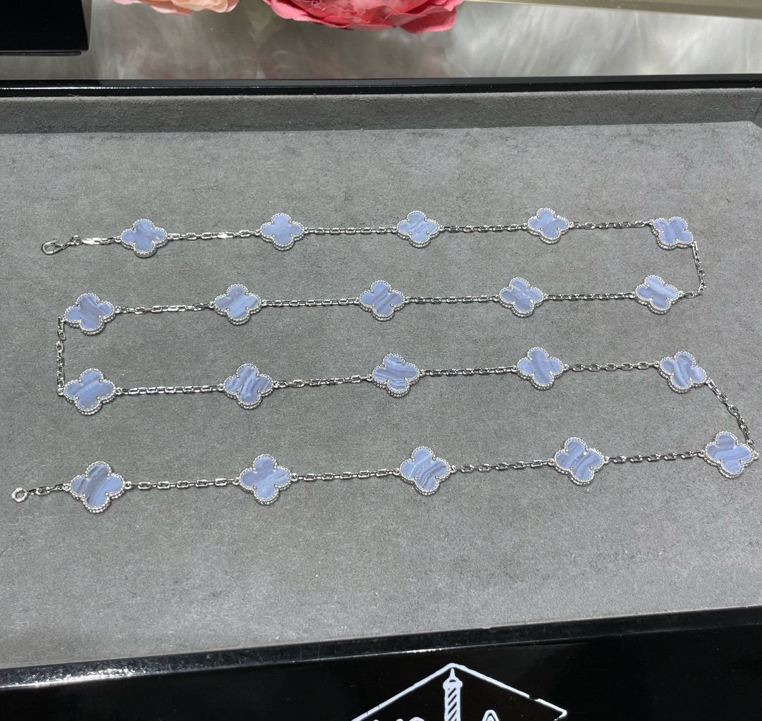 Clover™ | Chalcedoon Zilveren Ketting (86 cm)
