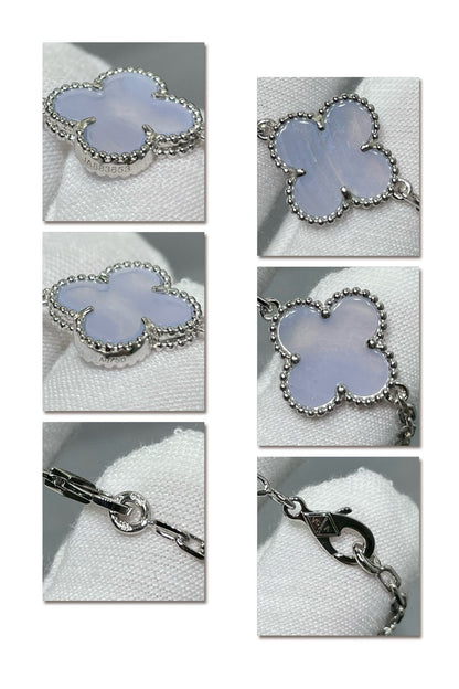 Clover™ | Chalcedoon Zilveren Ketting (86 cm)