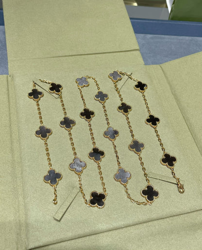 Clover™ | Grey MOP Pink Gold Ketting (20 Motieven).