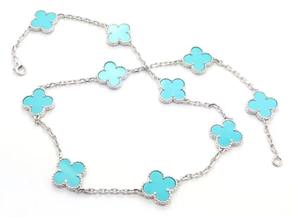 Isabella™ | Clover Ketting met 10 Turquoise Motieven