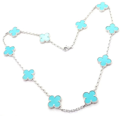 Isabella™ | Clover Ketting met 10 Turquoise Motieven