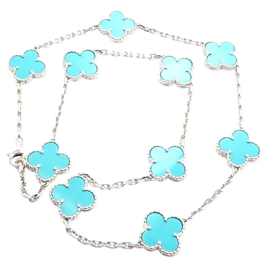 Isabella™ | Clover Ketting met 10 Turquoise Motieven