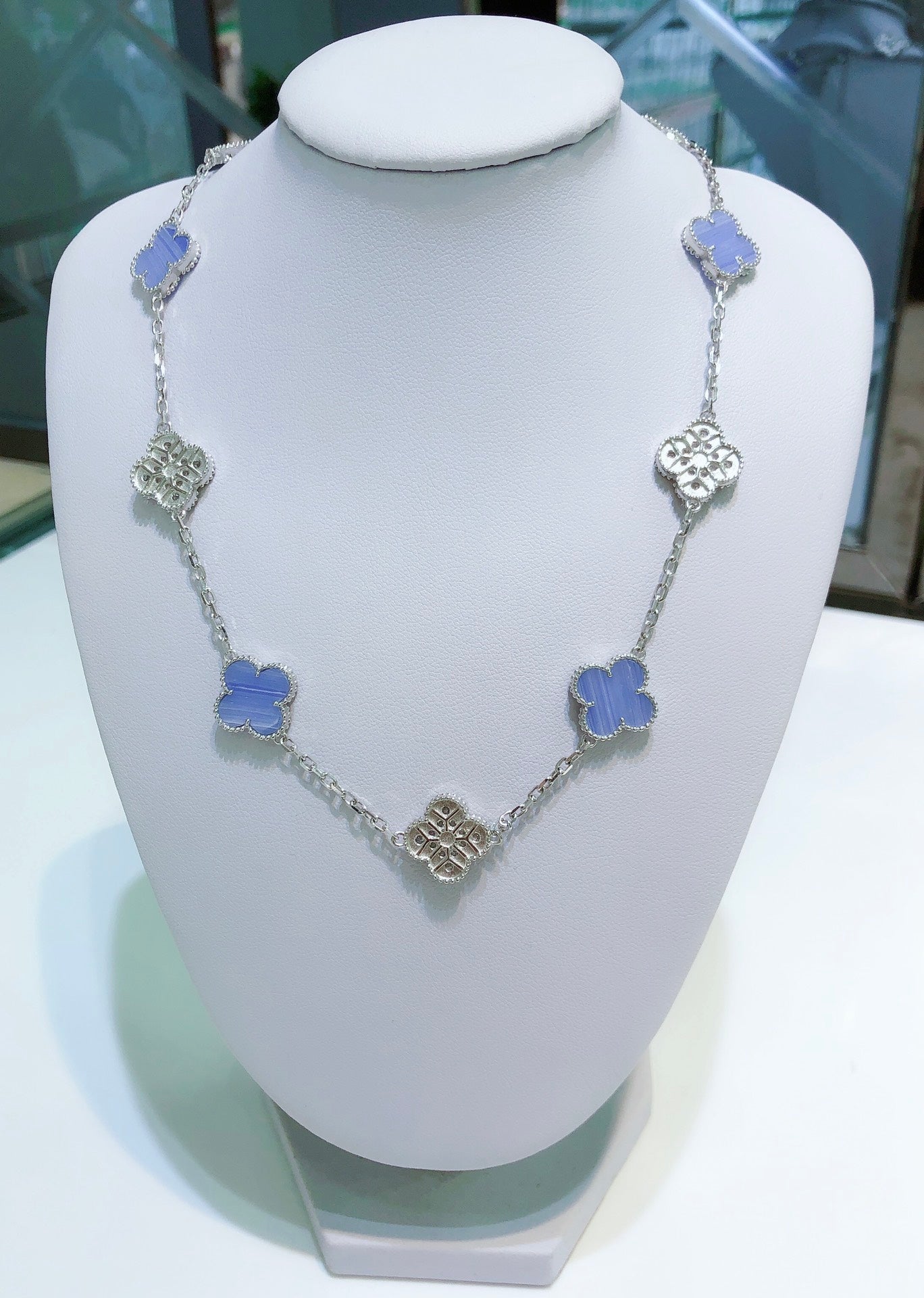 Clover™ | Chalcedoon & Diamanten Ketting (10 Motieven)
